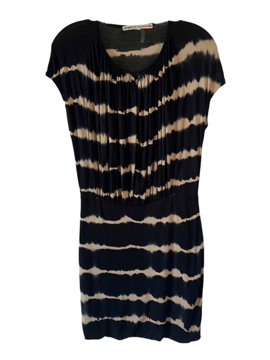 Young Fabulous & Broke Dresses & Skirts - YOUNG, FABULOUS and BROKE Black + Tan Tie-Dye Cap Sleeve Knit Mini Dress Small